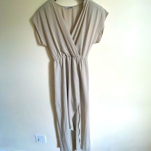 Reservoir Beige V-Neck Dress- Eco/sustainable
